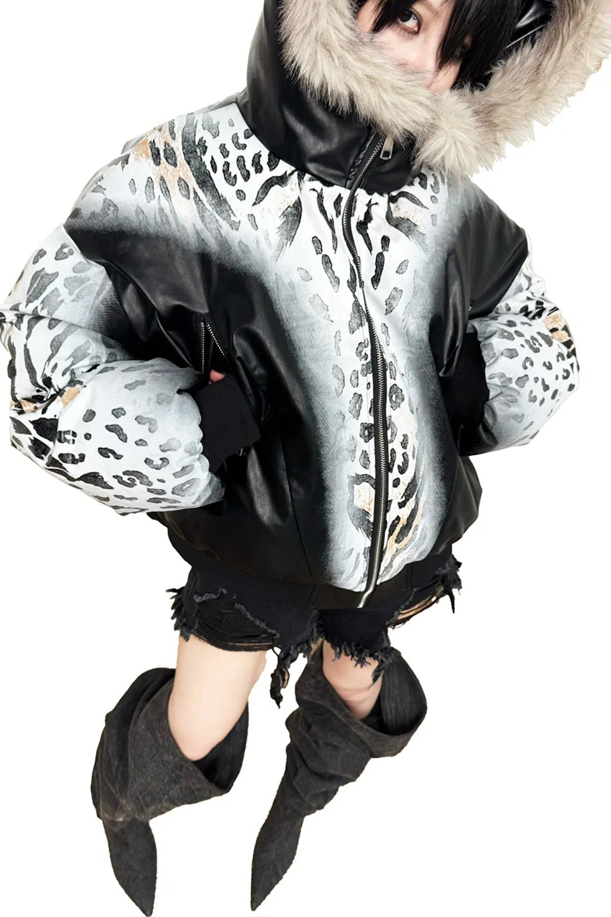 Gradient Cheetah Print Short Jacket
