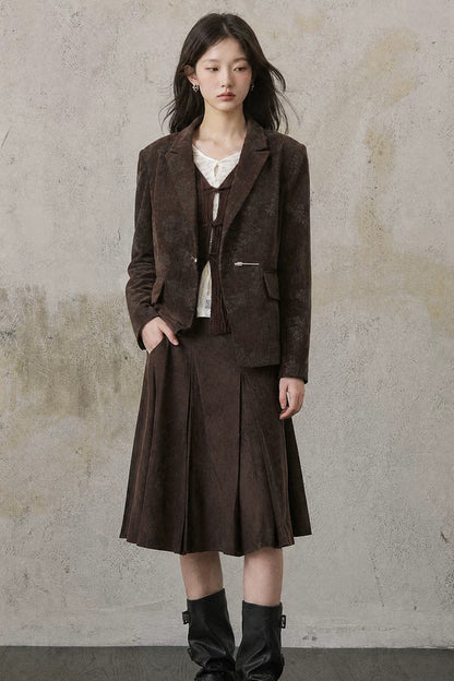 Asymmetrical Chestnut Suit Blazer