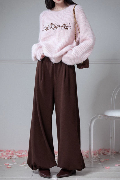 Vertical Ribbed Texture Lantern Pants