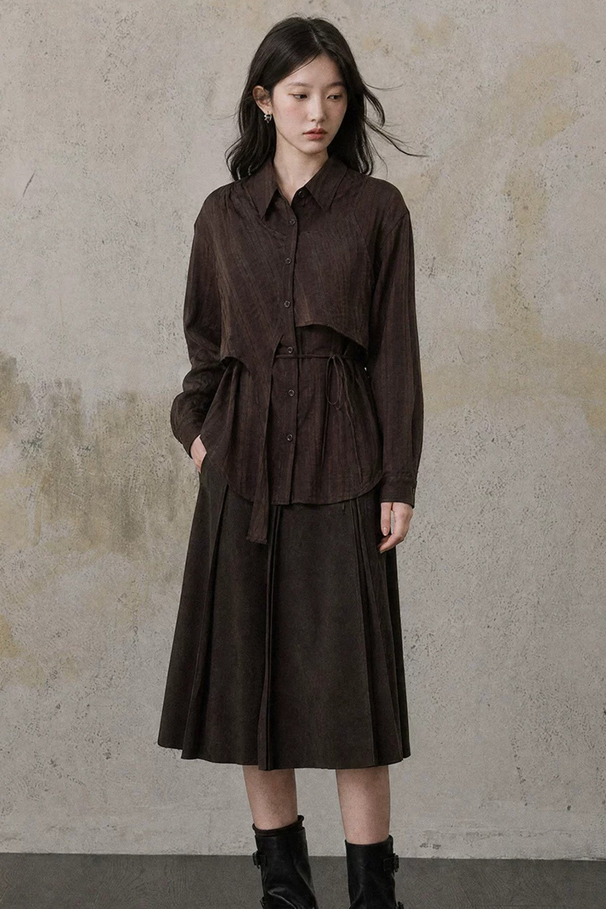 Layered-Look Blouse and Skirt Set-Up