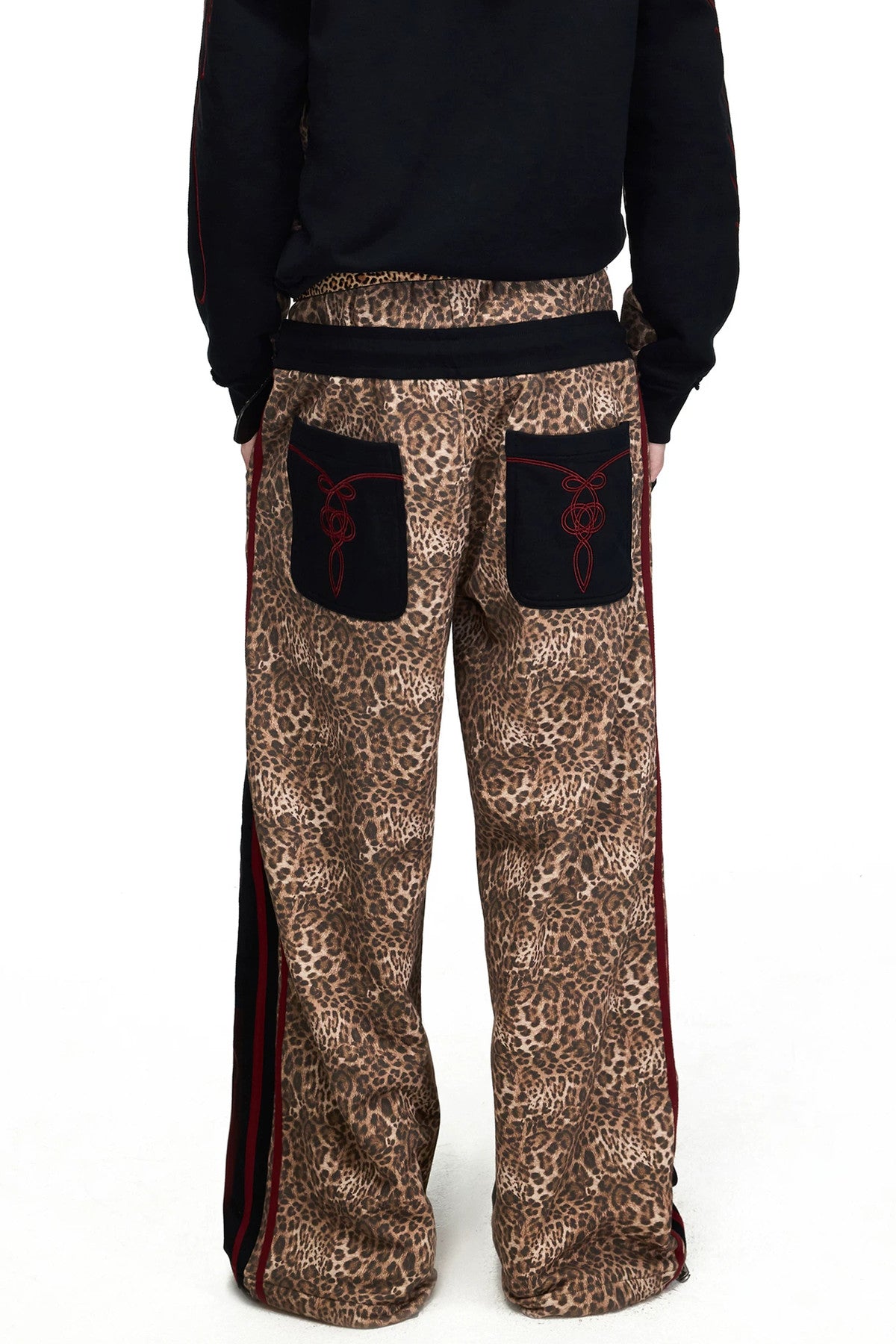 Leopard Print Double Waistband Sweatpants