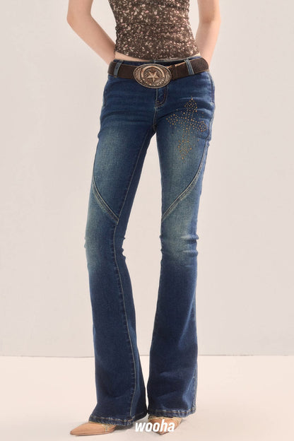 Low-Waist Skinny Flared Denim Jeans