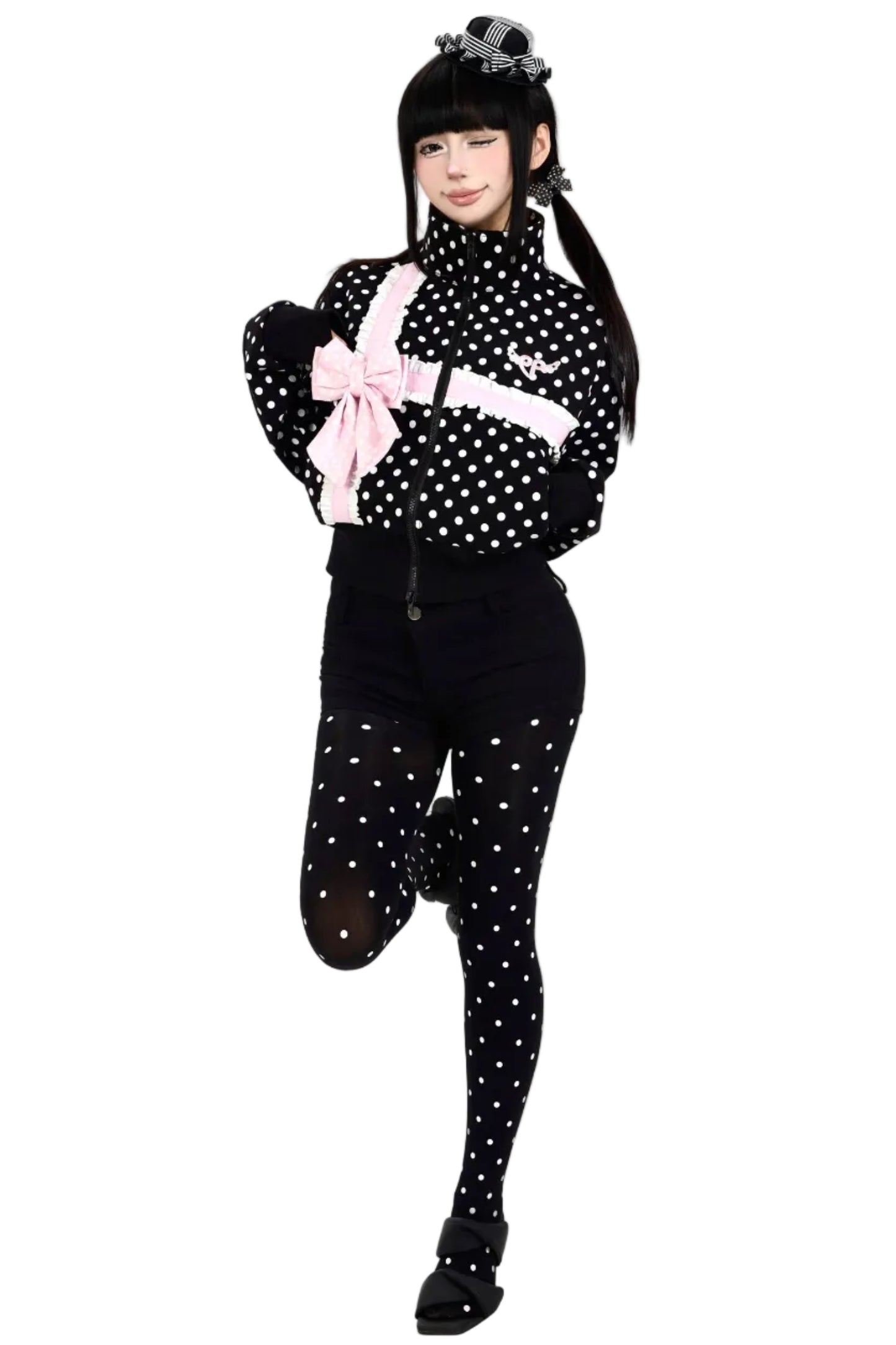 Strumpfhose mit Polka-Dots und T-Zwickel