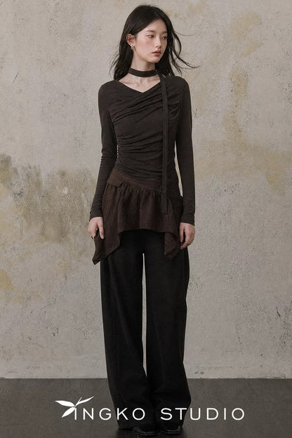 Chestnut Brown Straight Pants