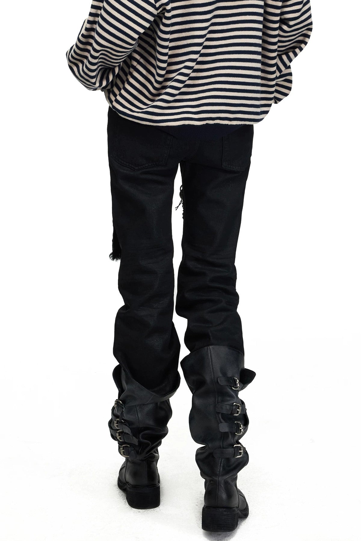 Matte Waxed Straight-Leg Jeans