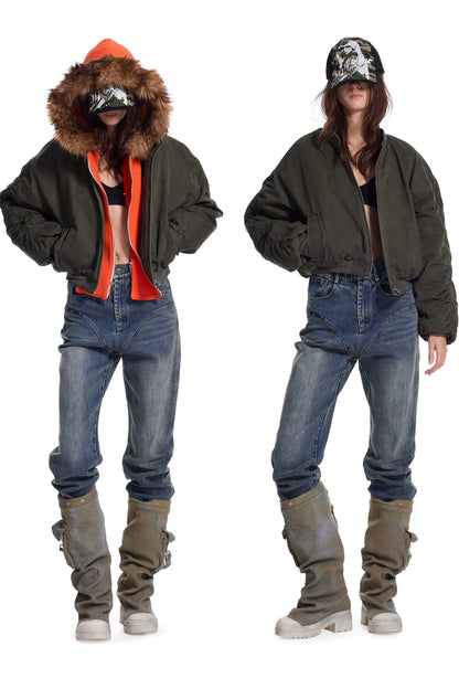 Leichte Punkjacke mit abnehmbarer Kapuze