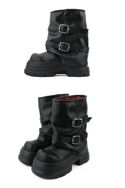 Y2K Stacked Mid-Calf Boots