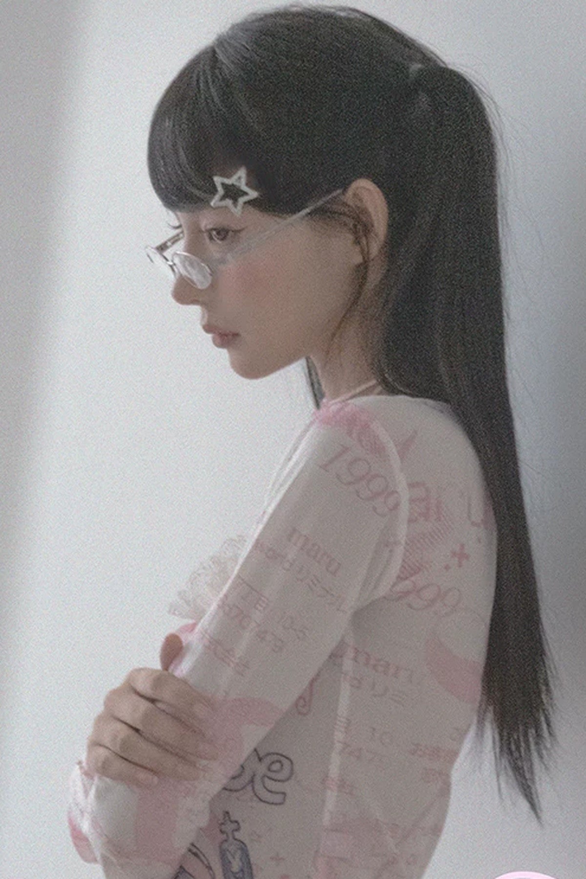 Bird Illustration Sheer Mesh Top