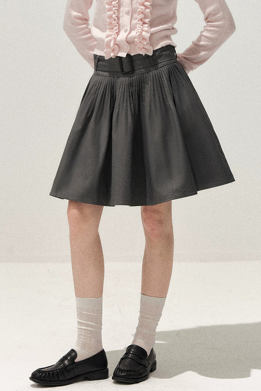 Gray Pleated Ballet Umbrella Skirt