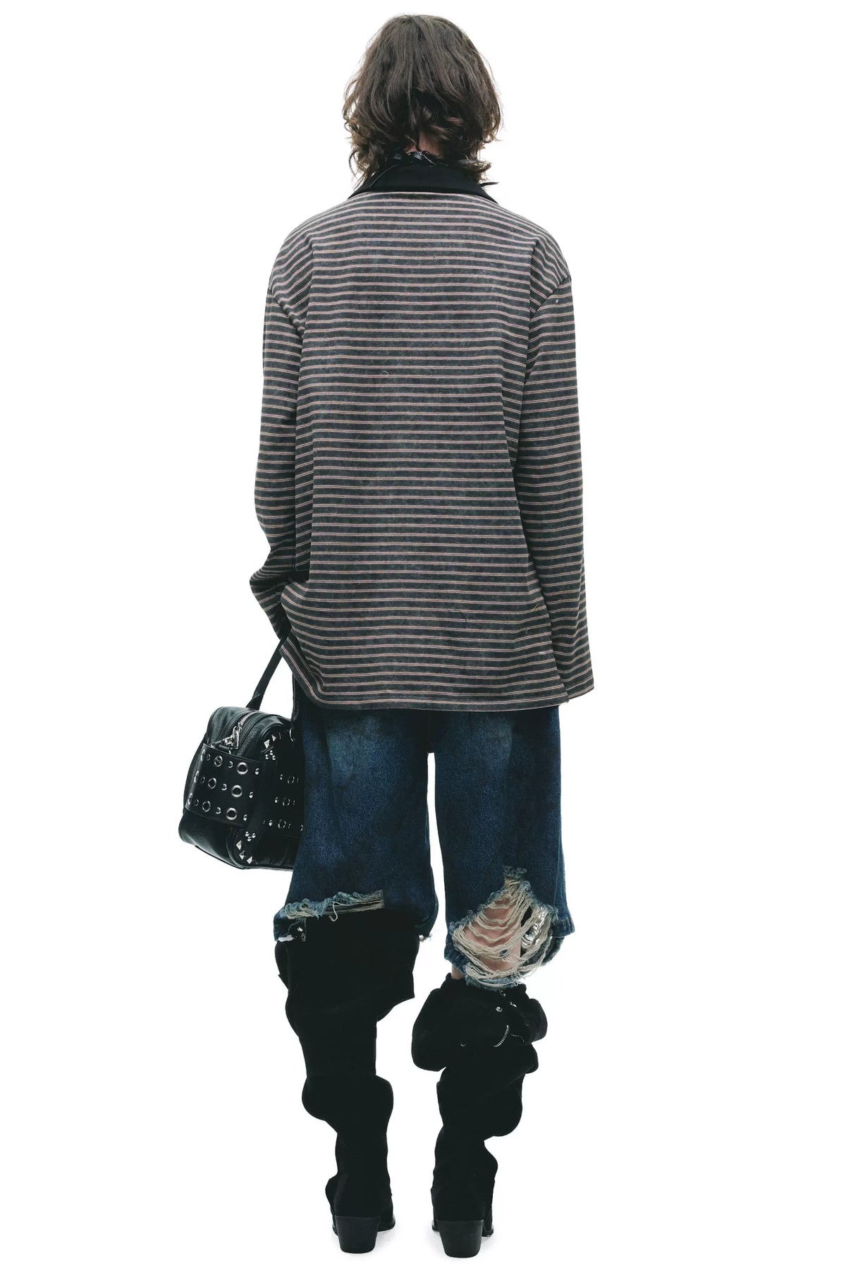 Color-Blocked Striped Rhinestone T-Shirt