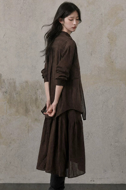 Layered-Look Blouse and Skirt Set-Up
