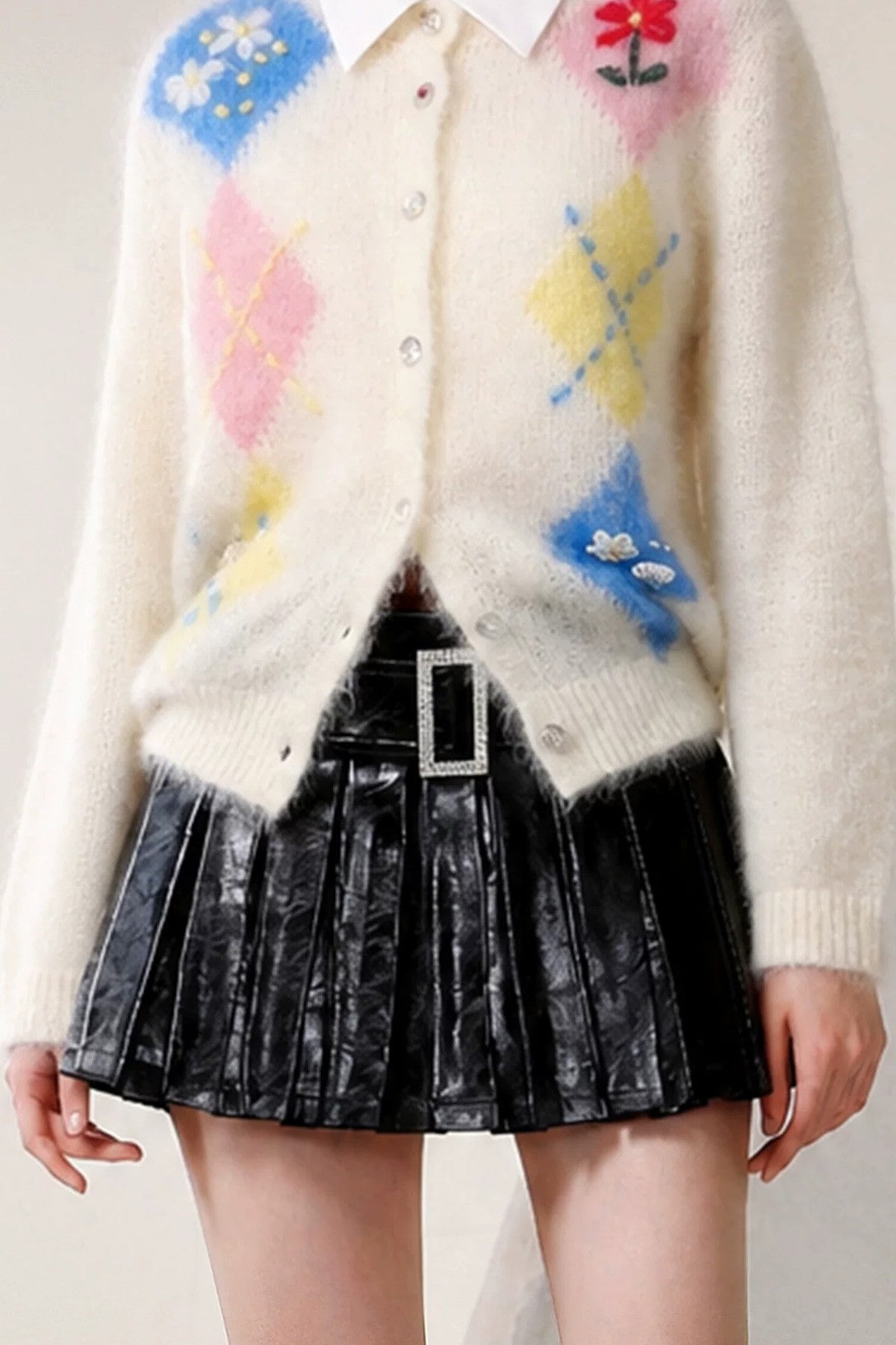 Cardigan a maglia color block