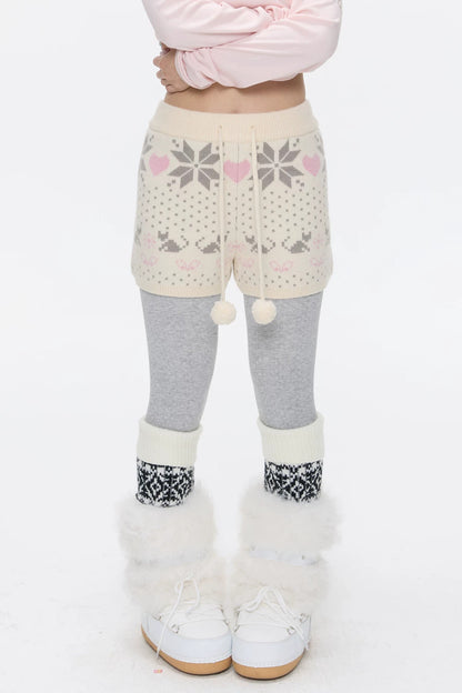 High-Waisted Snowflake Polka Dot Shorts