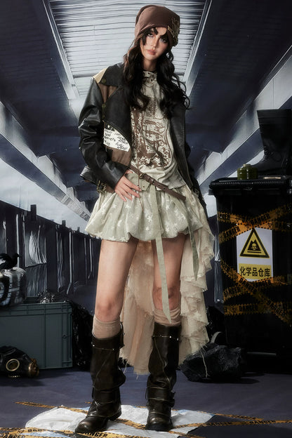 Veste en cuir patchwork