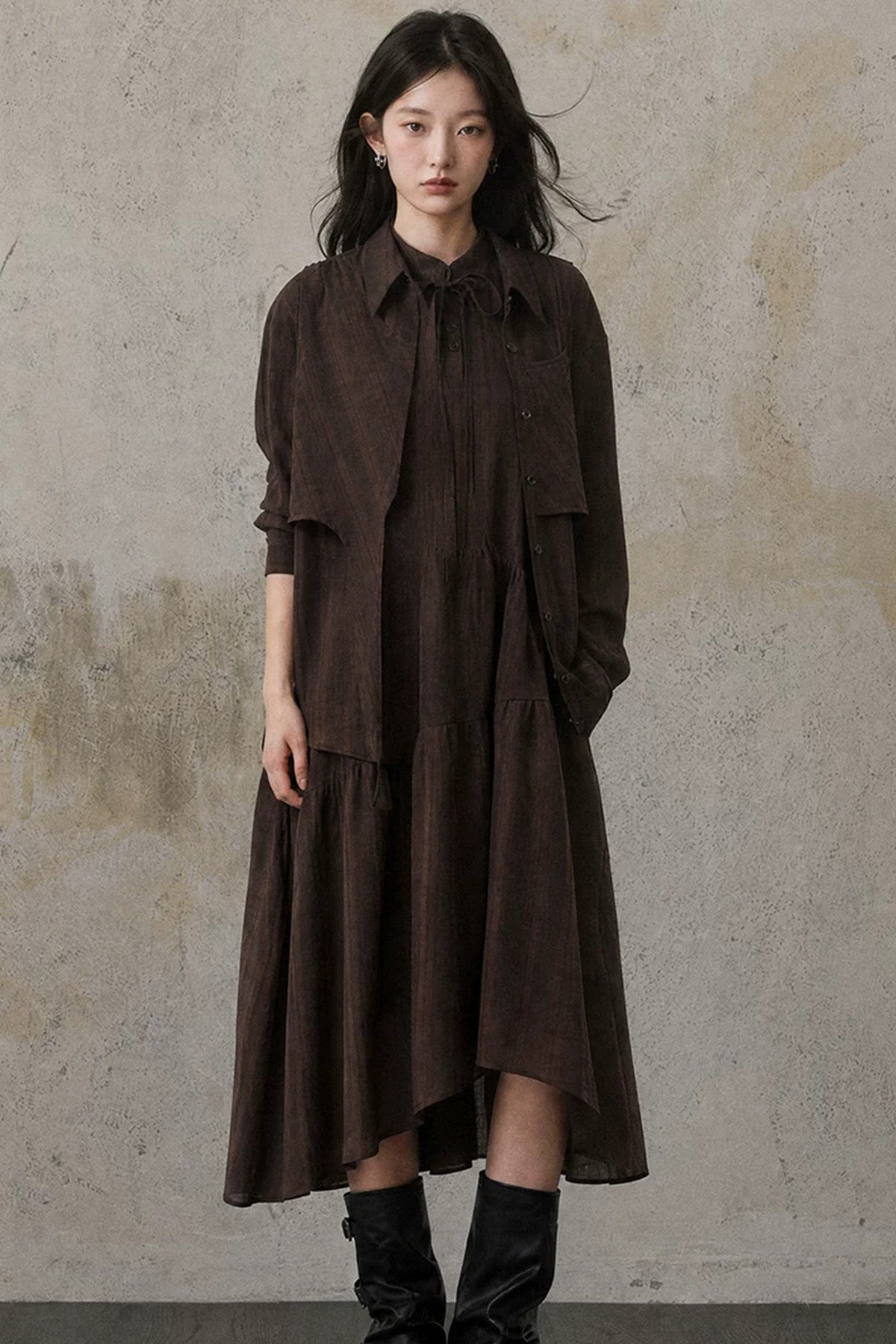 Layered-Look Blouse and Skirt Set-Up