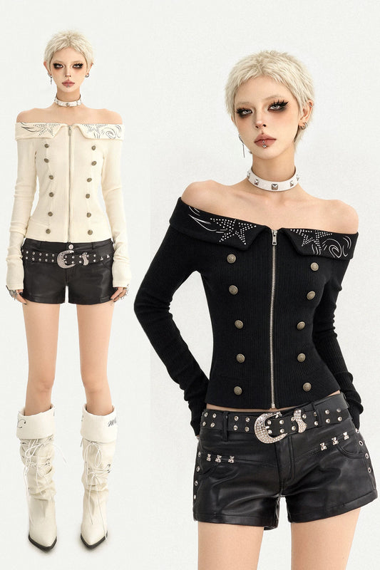 Punk Knit Off-Shoulder Top