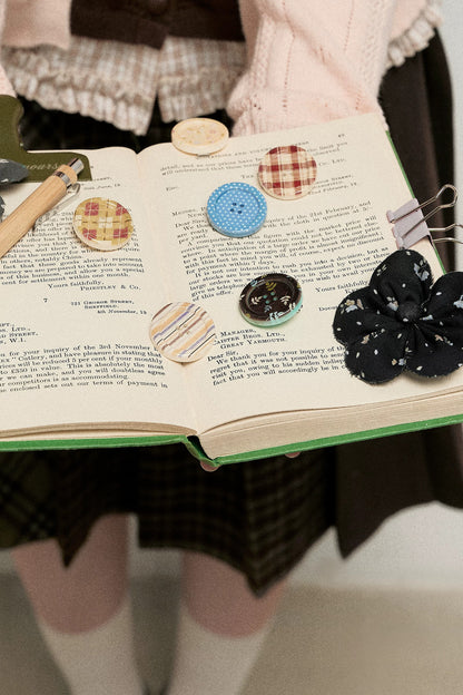 Plaid Polka Dot Button Hairpin