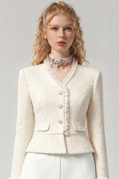 Pearl Lace Trim Tweed Jacket