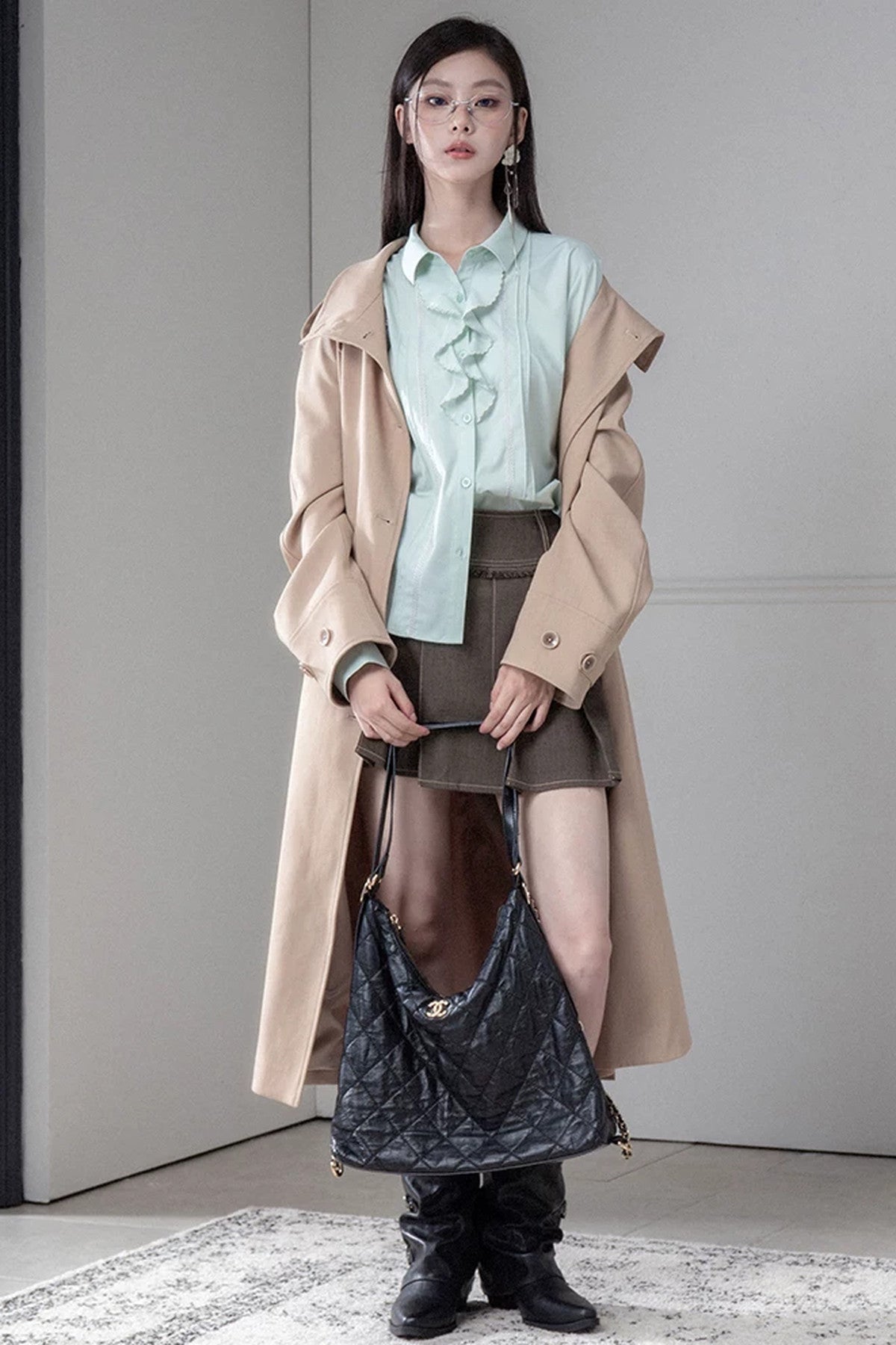 Detachable Shawl Wool Trench Coat