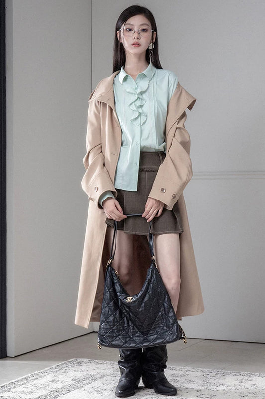 Detachable Shawl Wool Trench Coat