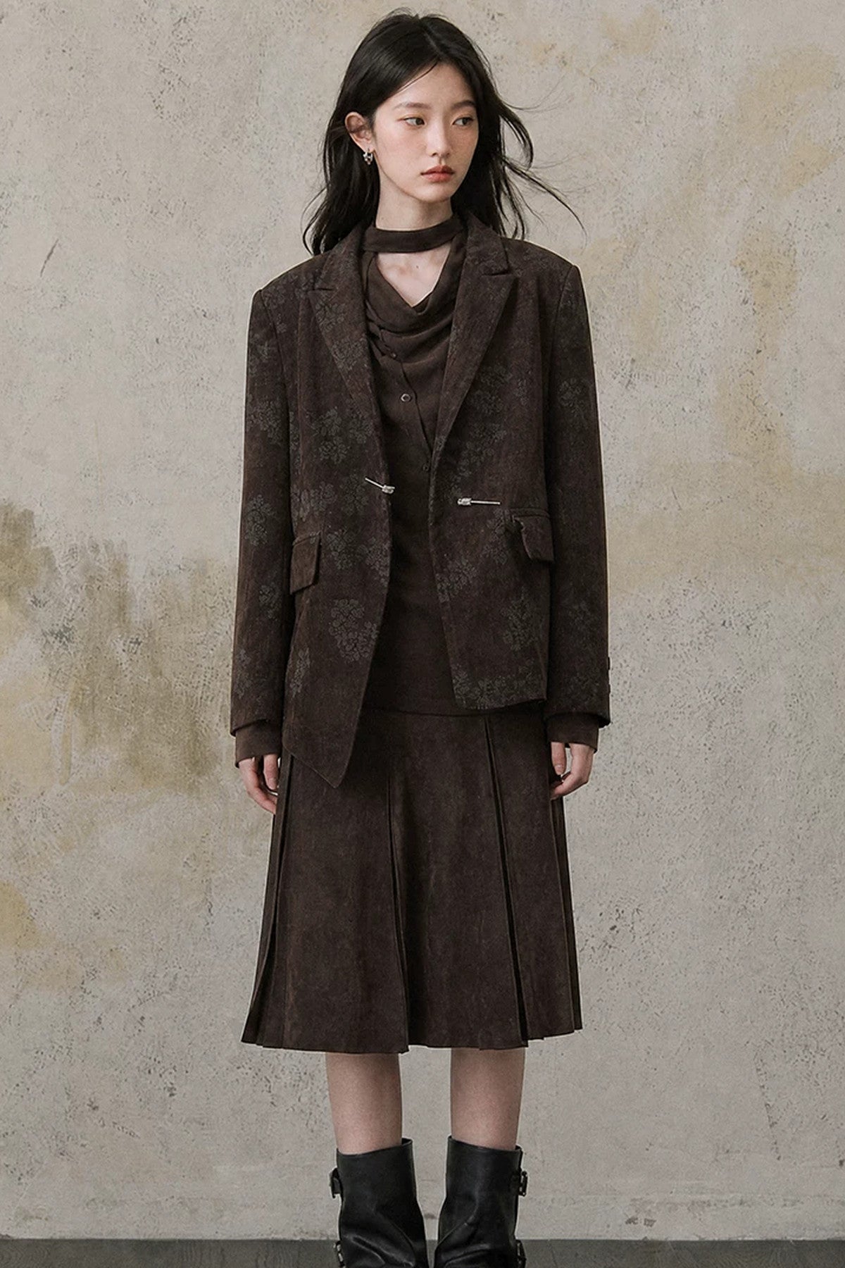 Asymmetrical Chestnut Suit Blazer