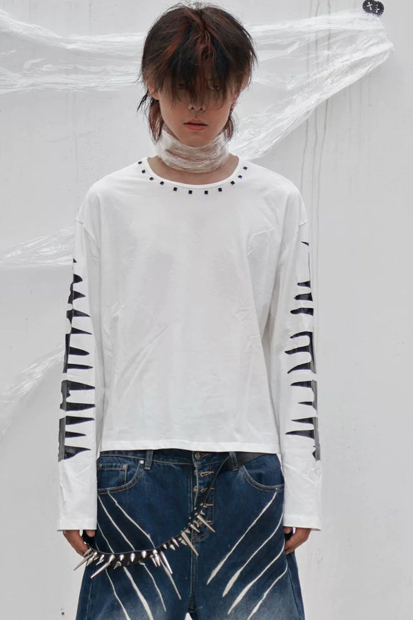 Eye Print Studded Long Sleeve Tee