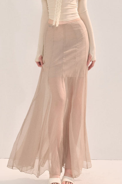Eleganter langer Mesh-Rock