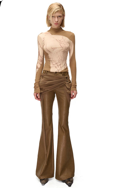 Weight Fragment Printed Mesh Half-High Collar T-Shirt