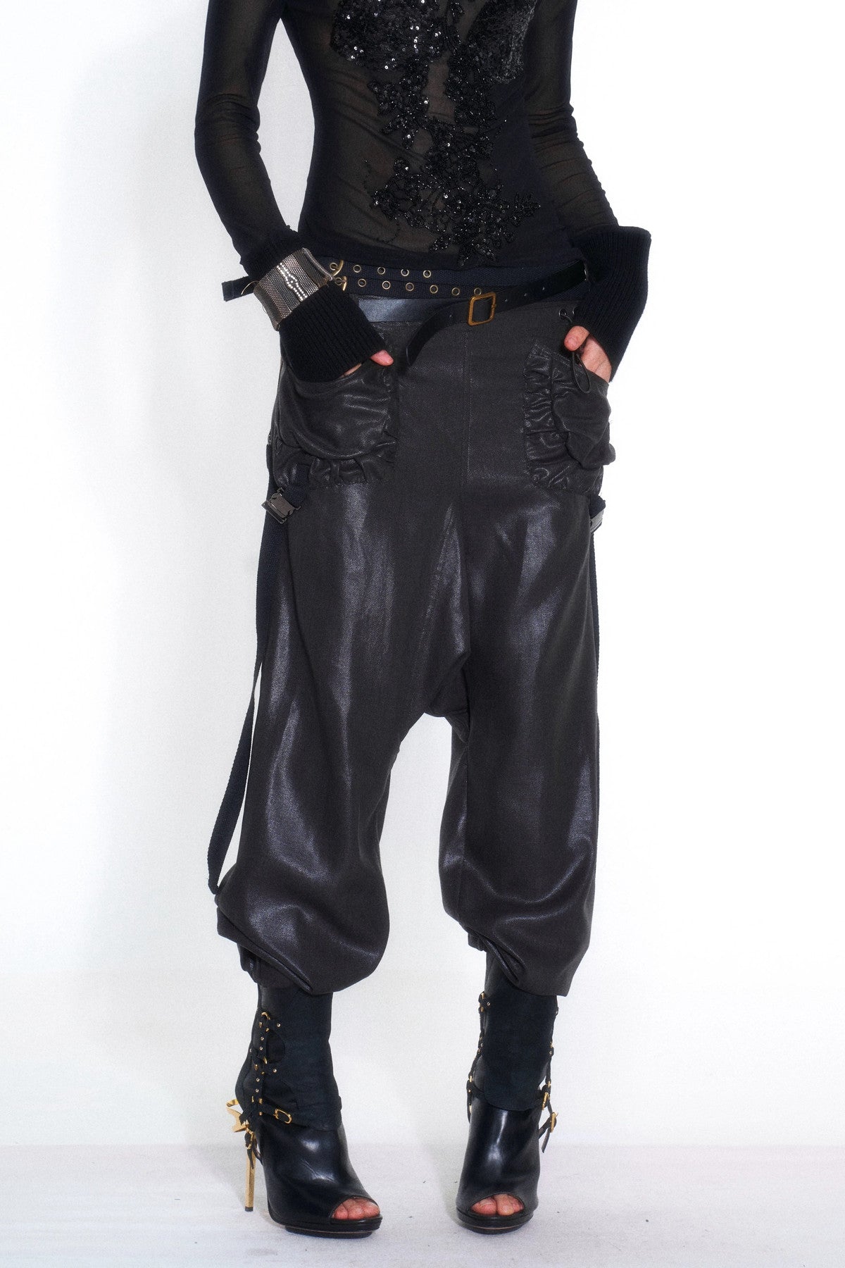 Tencel Double Belt Workwear Pocket Cuffed Pants