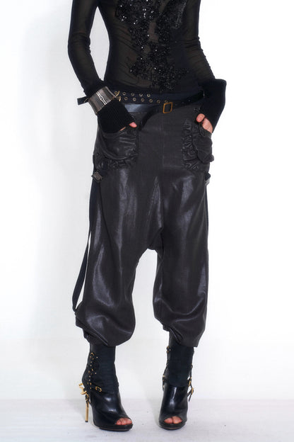 Tencel Double Belt Workwear Pocket Cuffed Pants