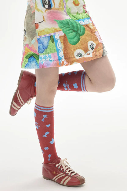 Red Heart Key Mid-Calf Socks