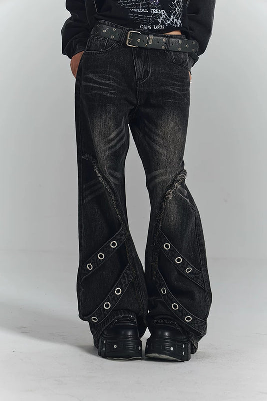 Washed Black Straight Jeans