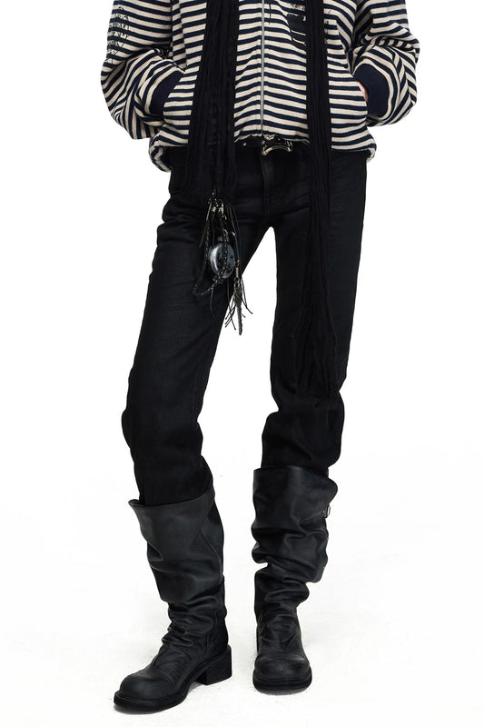 Matte Waxed Straight-Leg Jeans