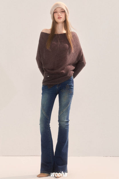 Low-Waist Skinny Flared Denim Jeans
