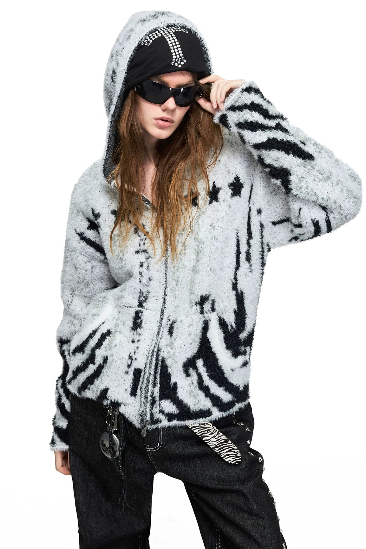 Tiger Star Hooded Zip Cardigan
