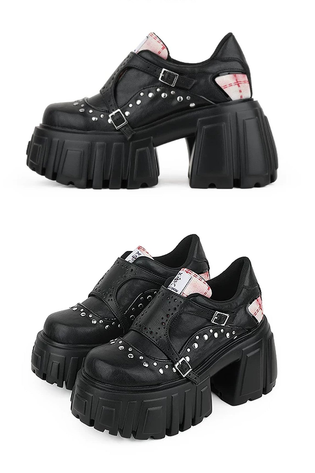 Black Platform Single Shoes With Buckle