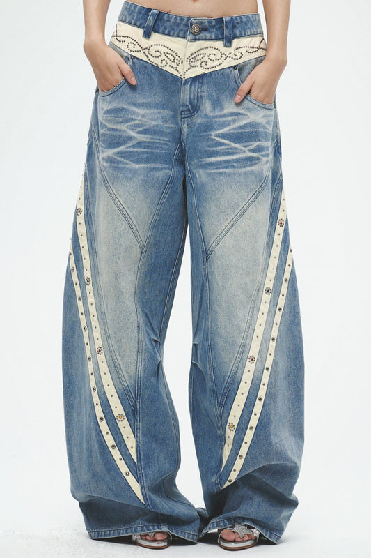 Striped Wide Leg Jeans