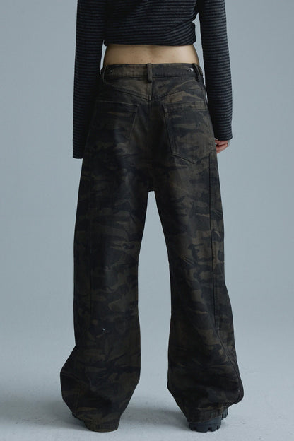 Chain Scimitar Camo Wide-Leg Pants