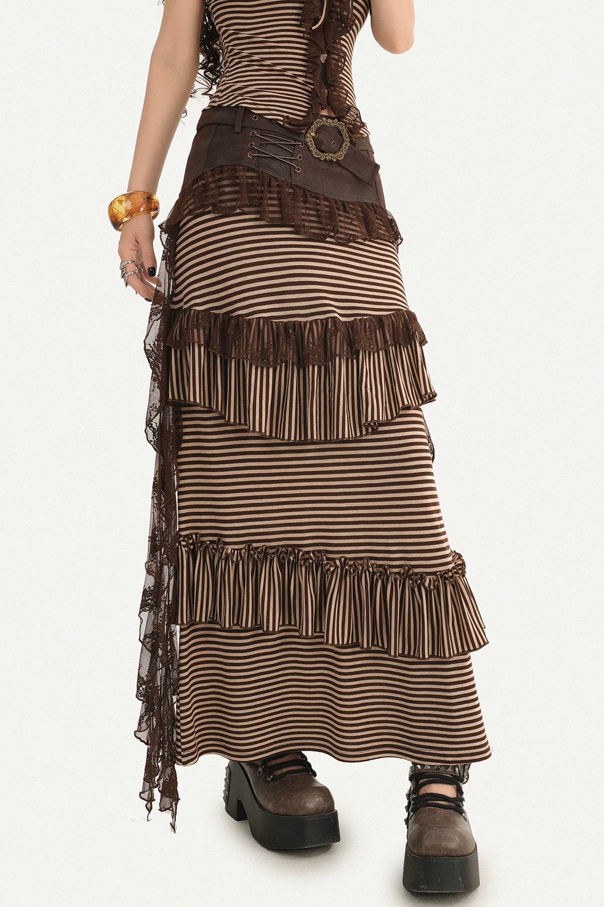 Striped Halter Camisole and Skirt Set-Up