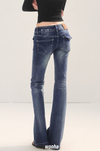 Vintage Washed Micro Flare Jeans