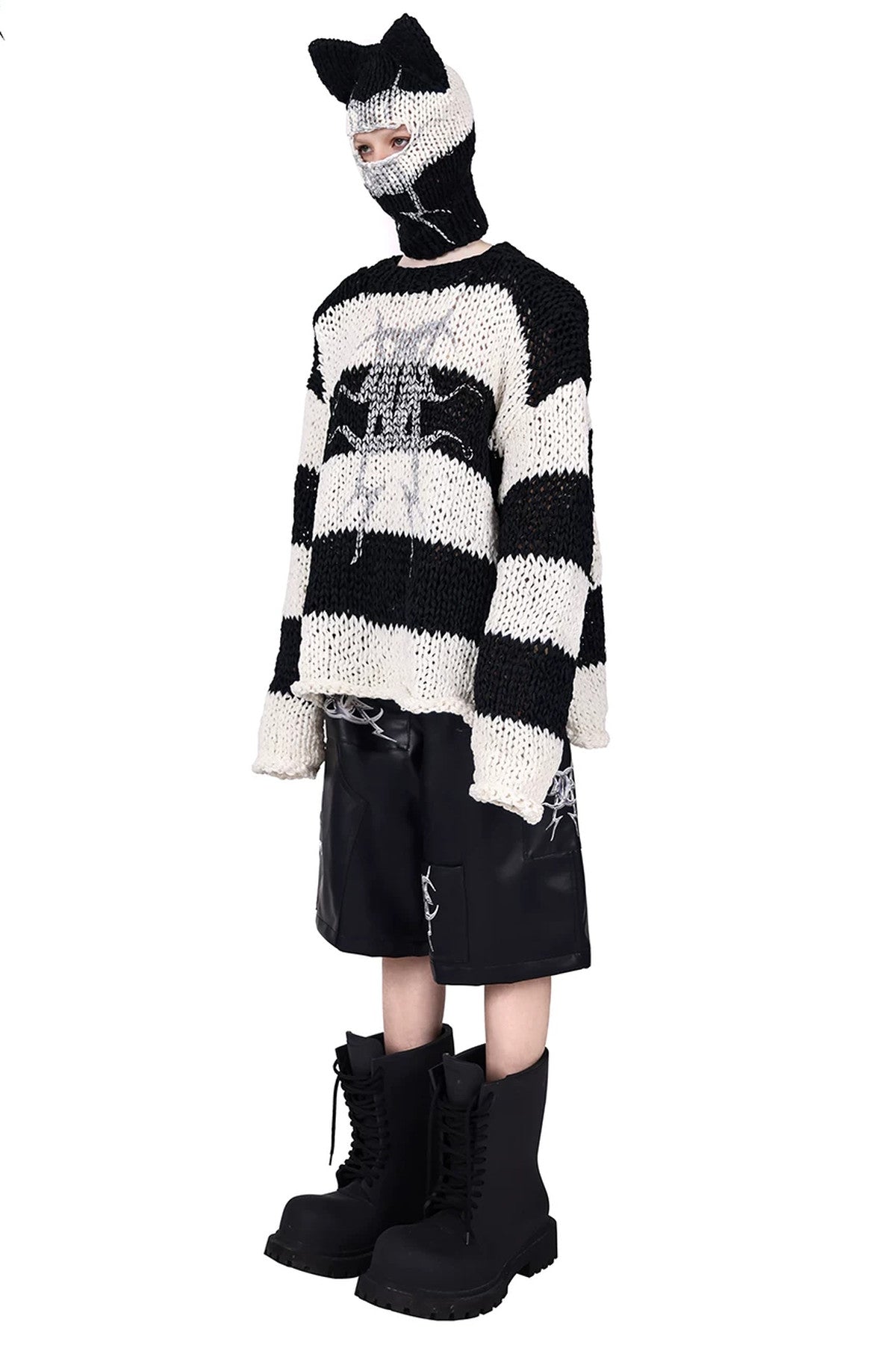 Cat Ear Striped Knitted Balaclava