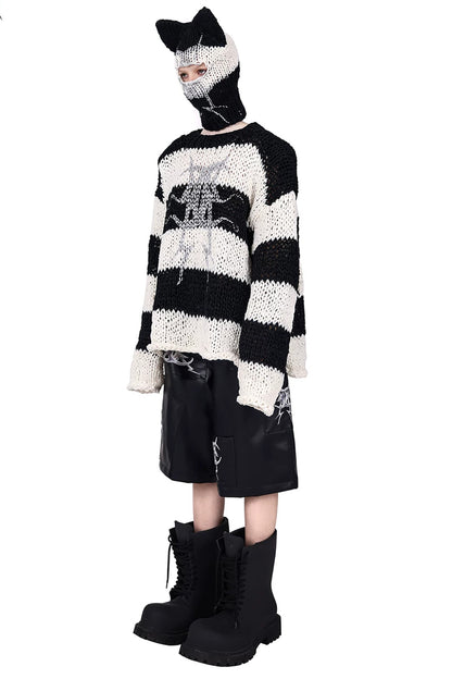 Cat Ear Striped Knitted Balaclava