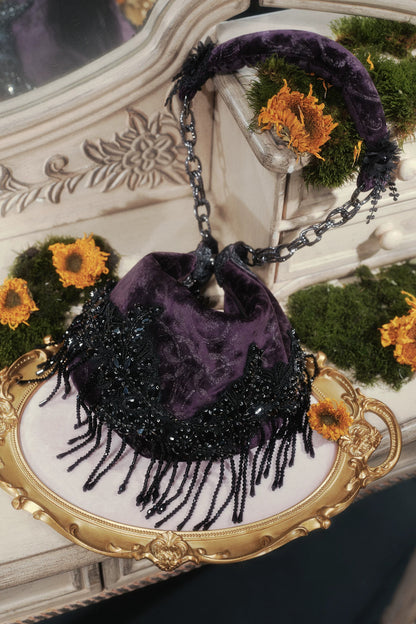 Gothic Sparkling Tassel Handheld Shoulder Handbag