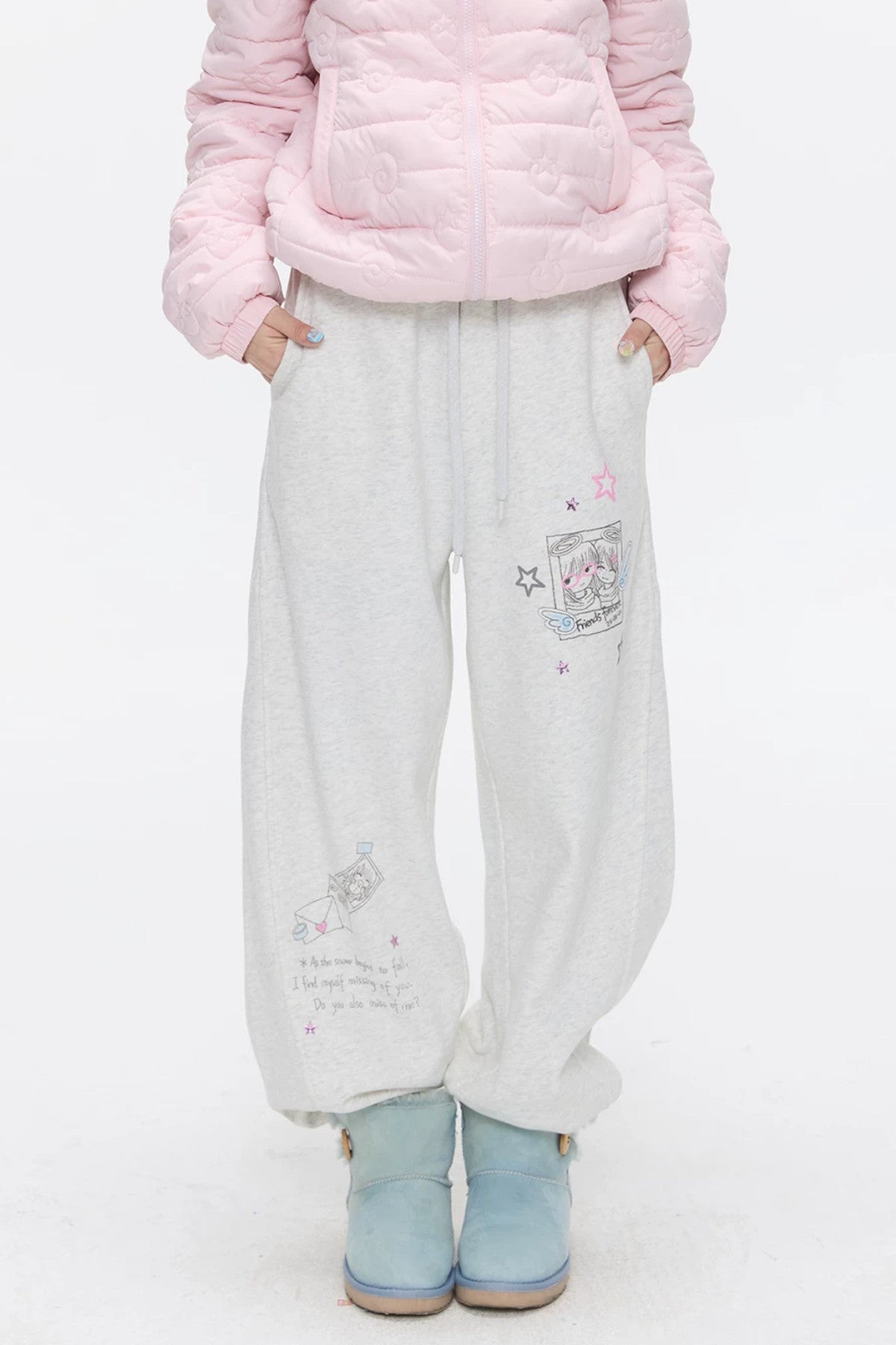 Gray Fleece-Lined Sweatpants
