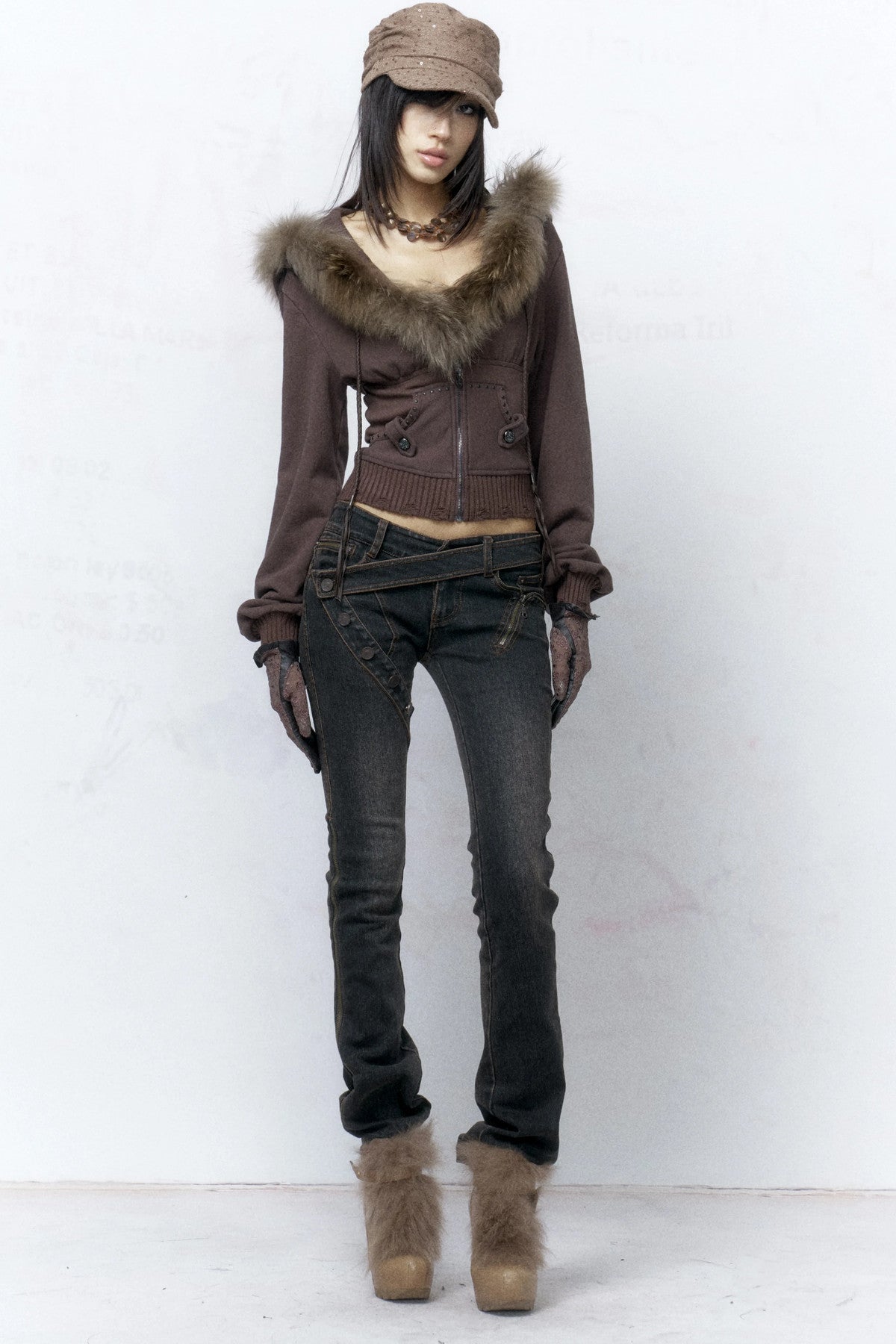 Two-Way Deconstructed Zipper Flared Jeans