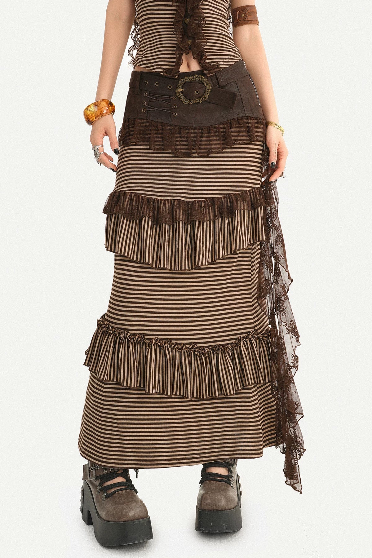 Striped Halter Camisole and Skirt Set-Up