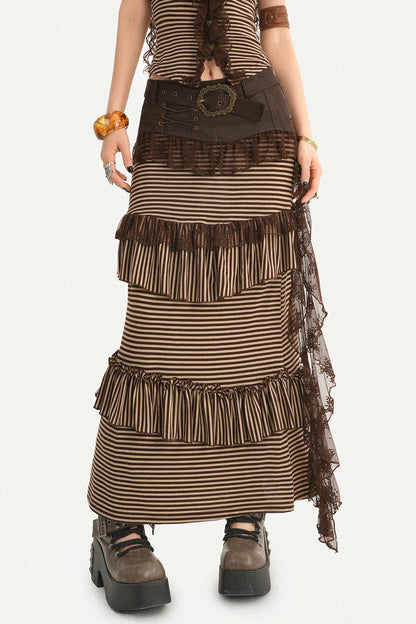 Striped Halter Camisole and Skirt Set-Up