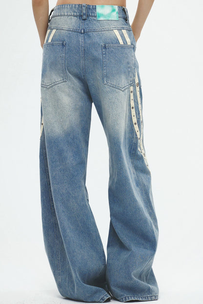 Striped Wide Leg Jeans