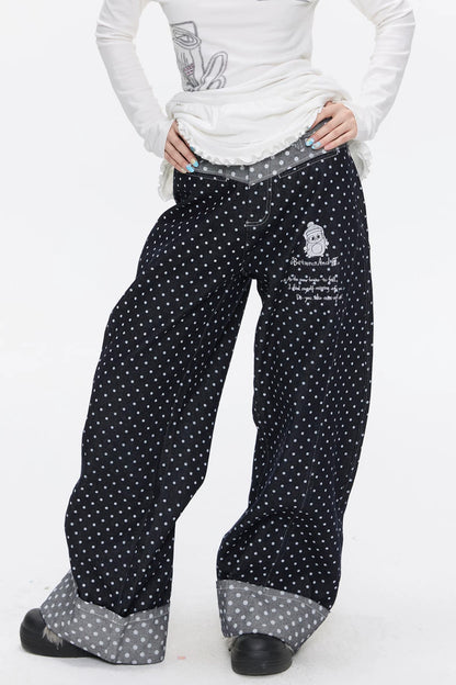 Embroidery Polka Dot Jeans
