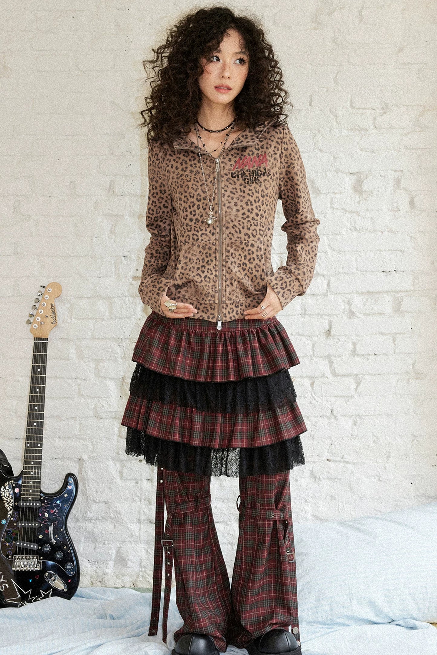 Leopard Rhinestone Hooded Cardigan Set-Up